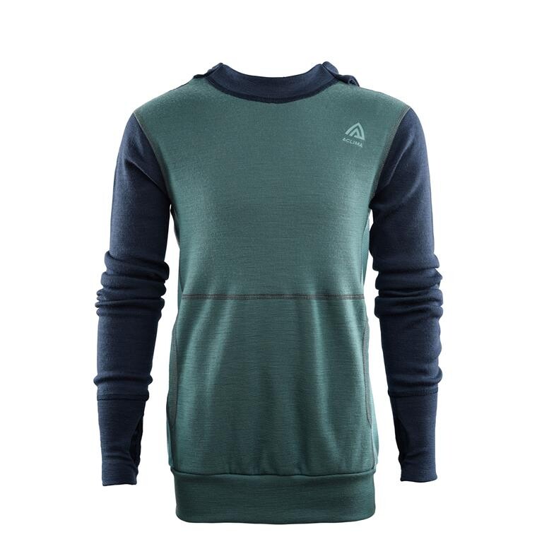 Aclima Kids WarmWool Hoodsweater (Blå (NORTH ATLANTIC/NAVYB/RF WATERS) 130 cm)