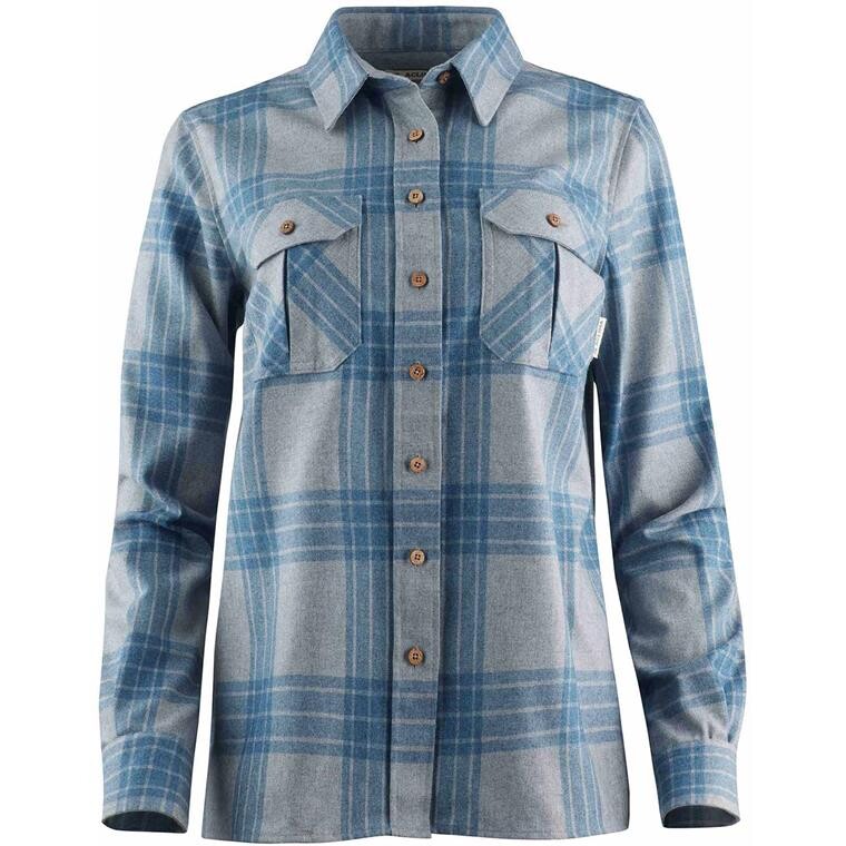 Aclima Womens LeisureWool Reborn Shirt (Grå (CHECK LIGHT GREY/JEANS) X-small)
