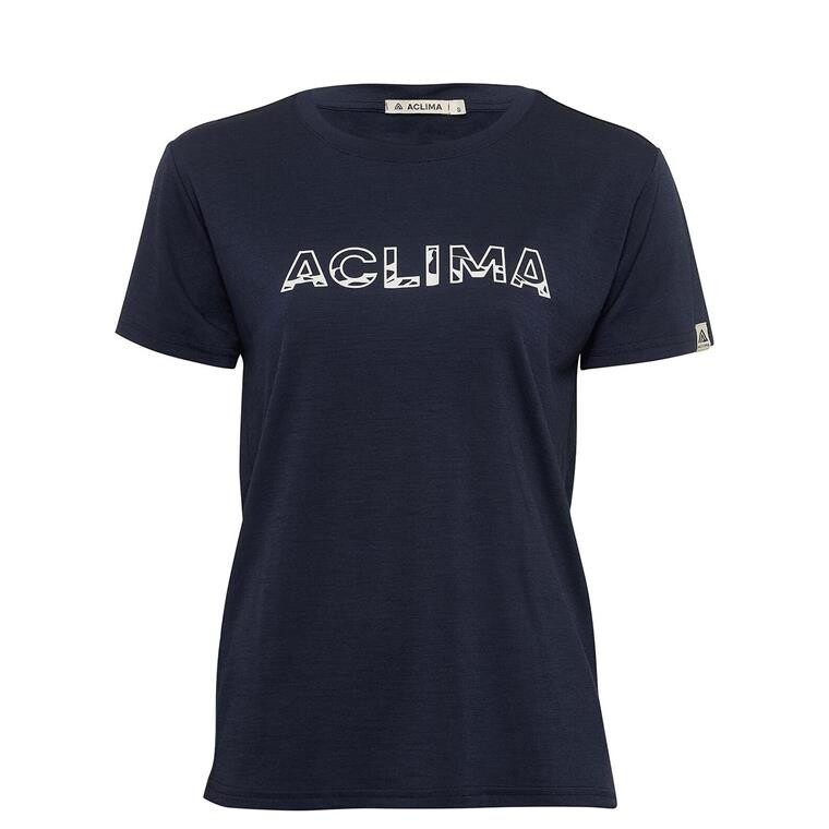 Aclima Womens LightWool Tee Logo (Blå (NAVY BLAZER) X-small)