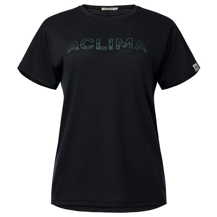 Aclima Womens LightWool Tee Logo (Sort (JET BLACK) X-small)