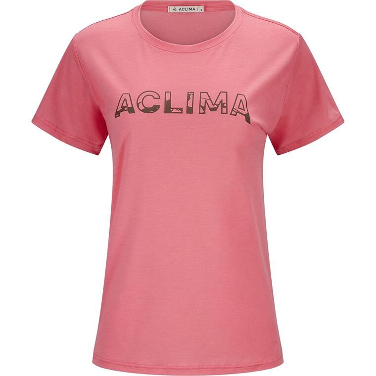 Aclima Womens LightWool Tee Logo (Lyserød (SUN KISSED CORAL) X-small)