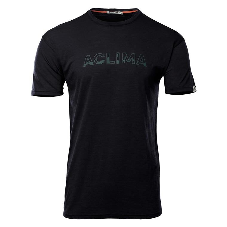 Aclima Mens LightWool Tee Logo (Sort (JET BLACK) X-small)