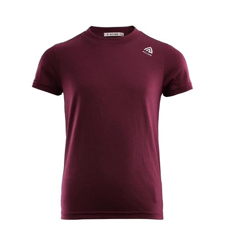 Aclima Youths LightWool T-shirt (Rød (ZINFANDEL) 140 cm)