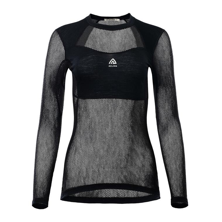 Aclima Womens WoolNet Light Crewneck (Sort (JET BLACK) X-small)