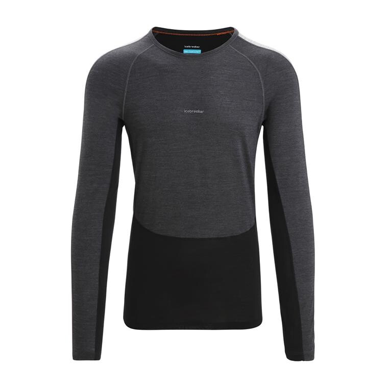 Icebreaker Mens 125 ZoneKnit L/S Crewe (Sort (JET HTHR/BLK/METRO H/CB) Small)