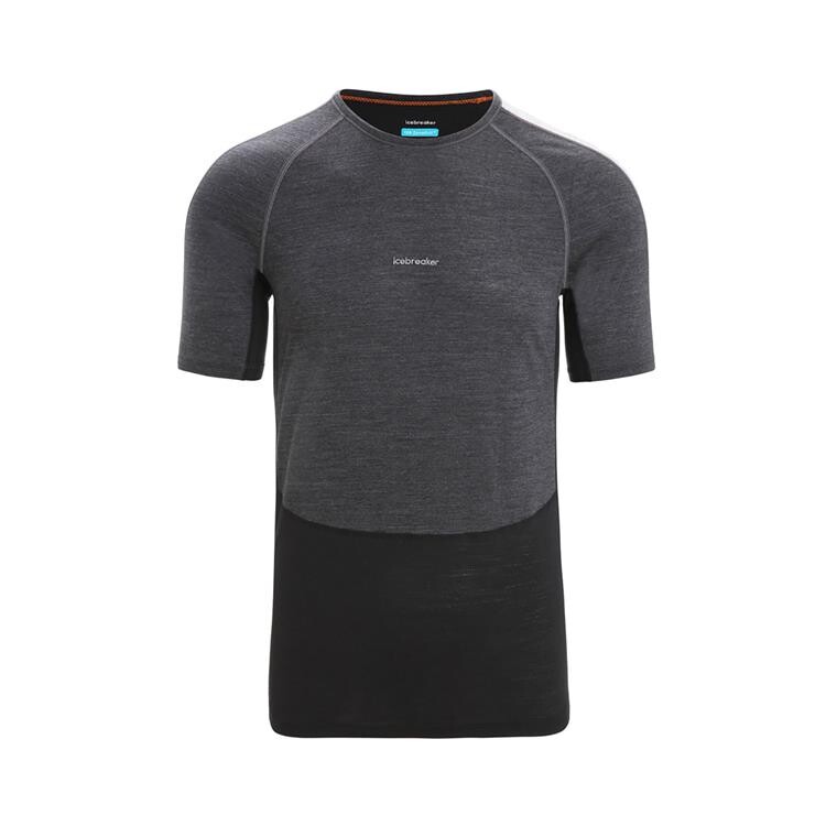 Icebreaker Mens 125 ZoneKnit S/S Crewe (Sort (JET HTHR/BLK/METRO H/CB) Small)