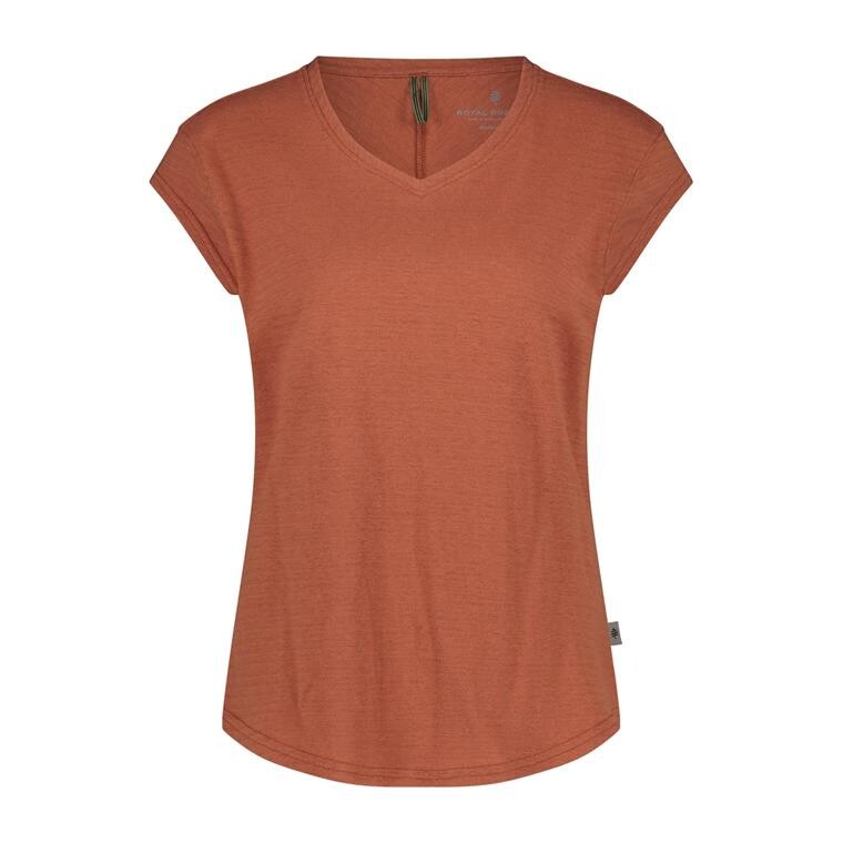 Royal Robbins Womens Vacationer V-neck S/S (Brun (BAKED CLAY) Small)