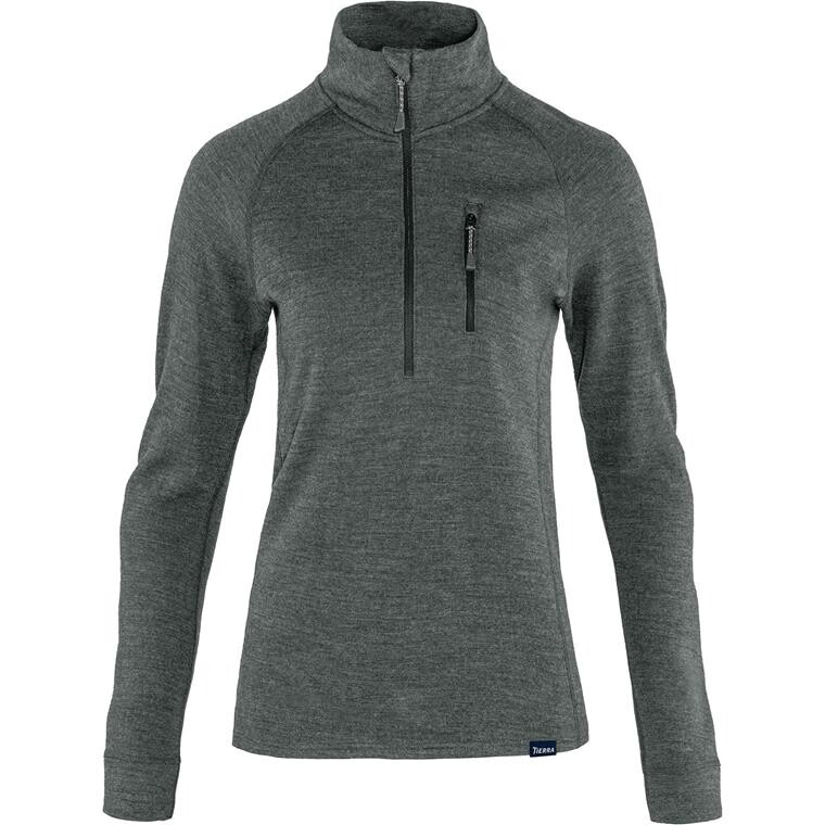 Tierra Womens Templet Midlayer Q-Zip (Grå (BLACK MELANGE) Medium)