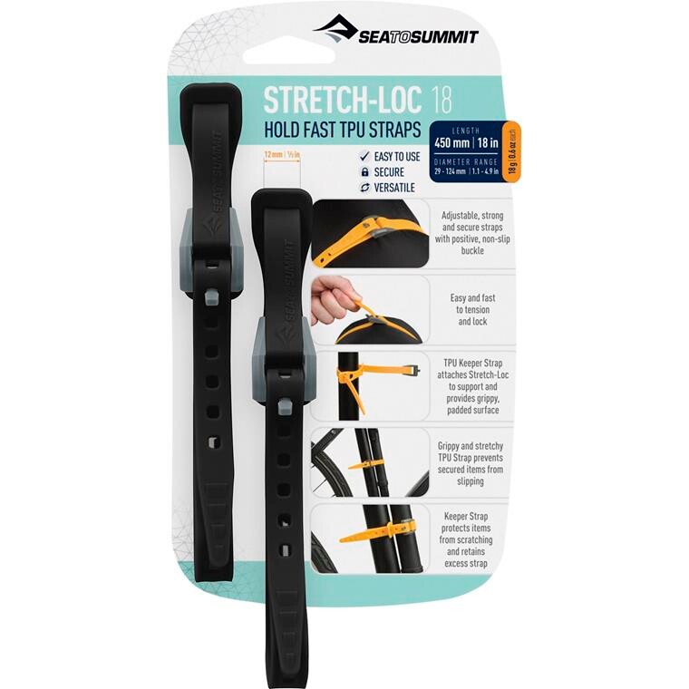 Sea to Summit Stretch-loc 15 - 20mm X 375mm 2 Pack (Grå (CHARCOAL))