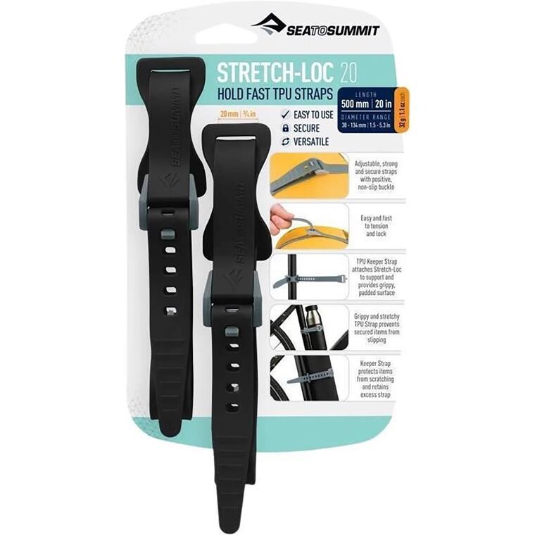 Sea to Summit Stretch-loc 20 - 20mm X 500mm 2 Pack (Grå (CHARCOAL))