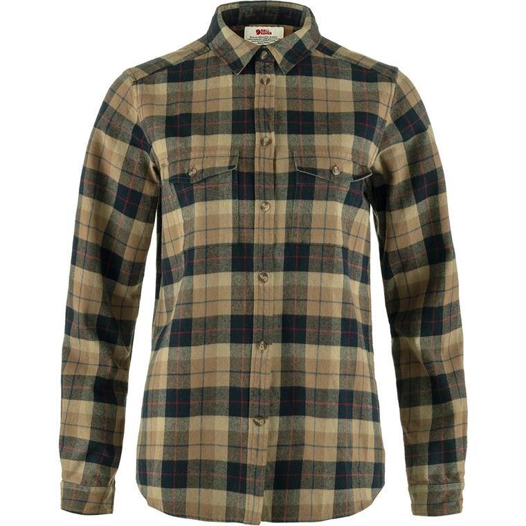 Fjällräven Womens Värmland Heavy Flannel Shirt (Brun (DARK SAND-DARK NAVY/227-555) X-small)
