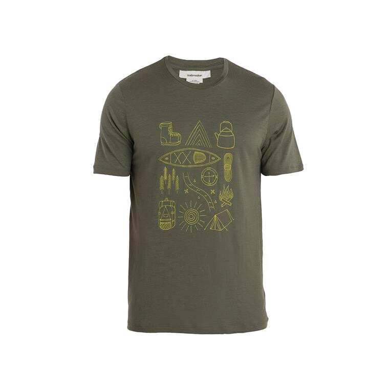Icebreaker Mens 150 Tech Lite II S/S Tee Camp Essen (Grøn (LODEN) Small)