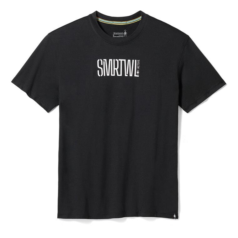 Smartwool Mens Active Logo Graphic Short S/S Tee (Sort (BLACK) Small)