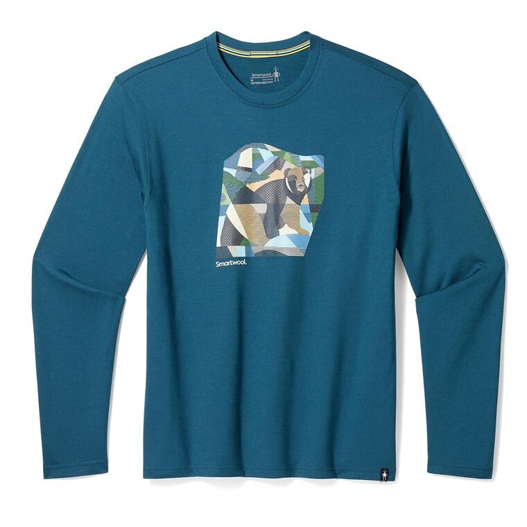 Smartwool Mens Backcountry Bear Graphic L/S Tee (Blå (TWILIGHT BLUE) Small)