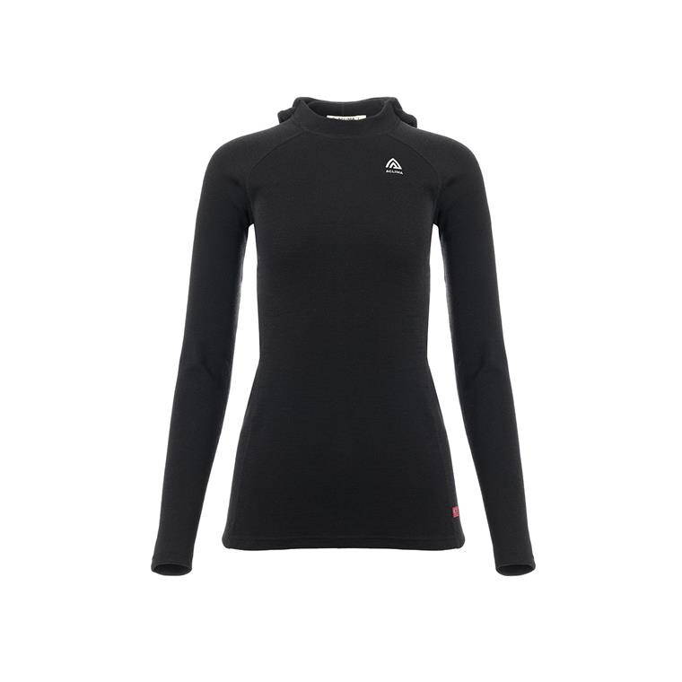 Aclima Womens WarmWool Hoodsweater V2 (Sort (JET BLACK) X-small)