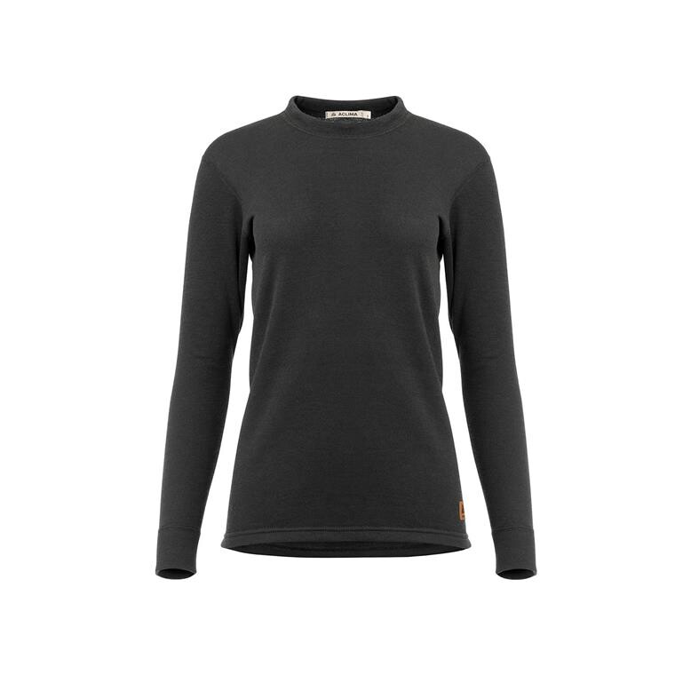 Aclima Womens WoolTerry Crew Neck (Sort (JET BLACK) Small)