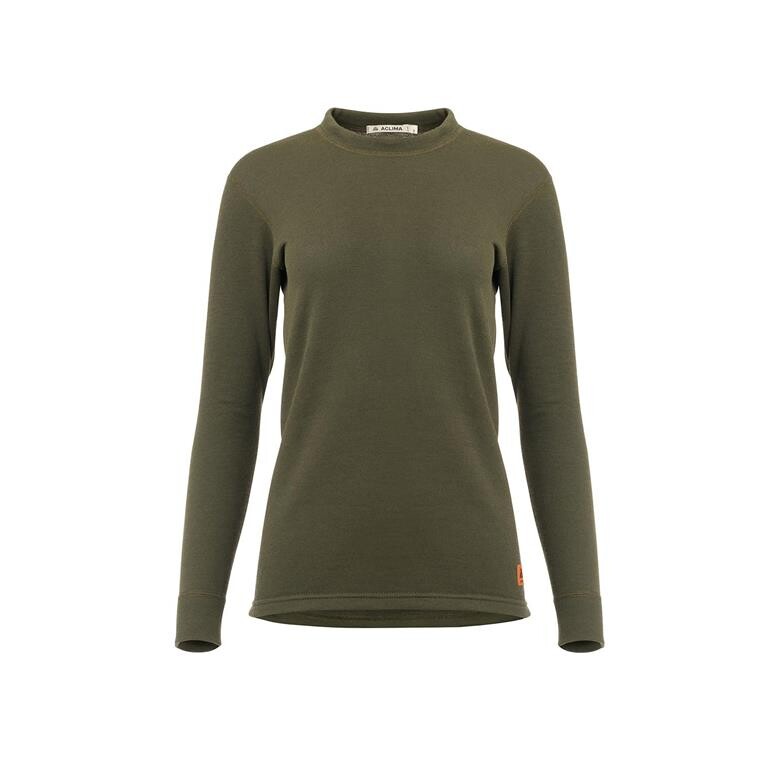 Aclima Womens WoolTerry Crew Neck (Grøn (OLIVE NIGHT) XX-large)