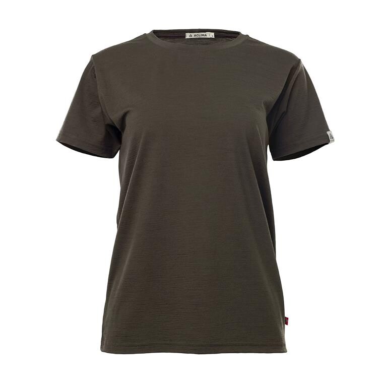 Aclima Womens LightWool 180 Classic Tee (Grøn (TARMAC) X-small)