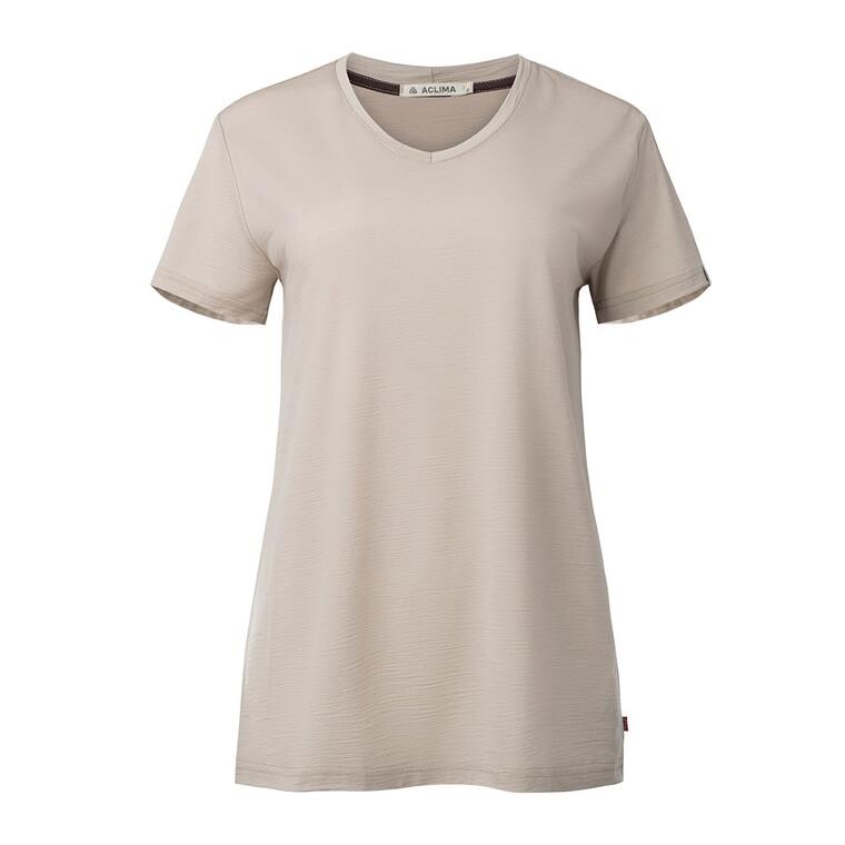 Aclima Womens LightWool 180 Loose Fit Tee (Beige (SIMPLY TAUPE) X-small)