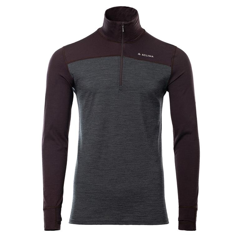 Aclima Mens LightWool 180 Polo W/zip (Lilla (CHOCOLATE PLUM/MARENGO) X-small)