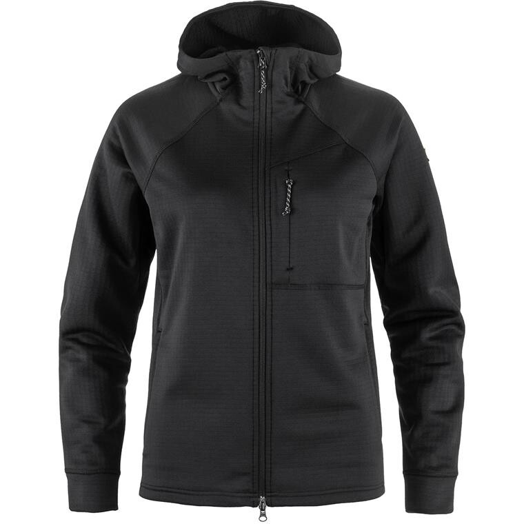 Fjällräven Womens Abisko Grid Fleece Hoodie (Sort (BLACK/550) X-small)