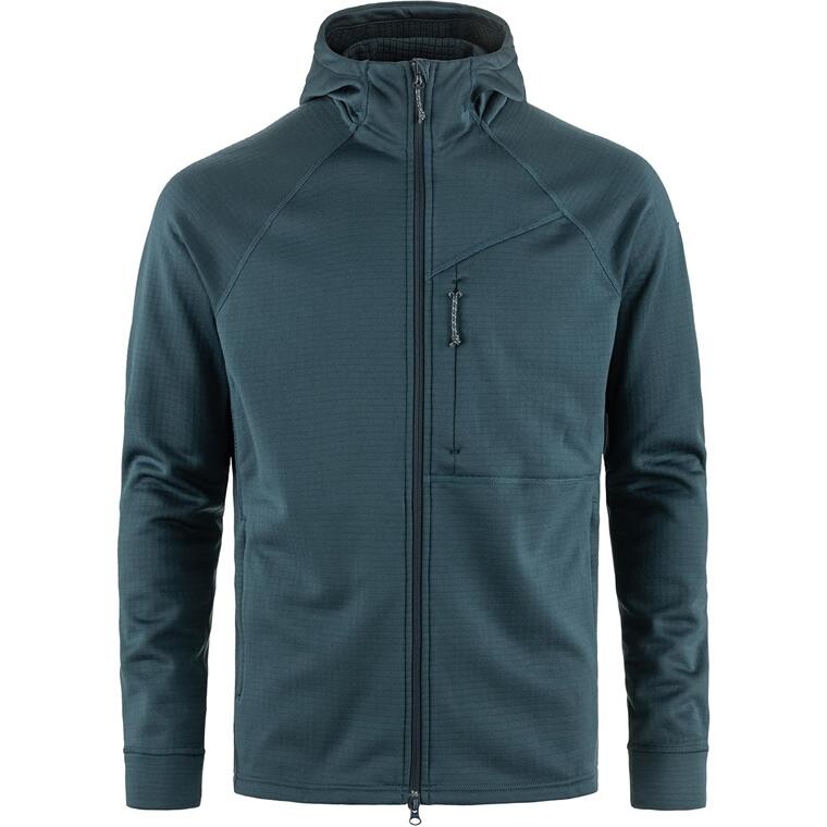 Fjällräven Mens Abisko Grid Fleece Hoodie (Blå (MOUNTAIN BLUE/570) Small)