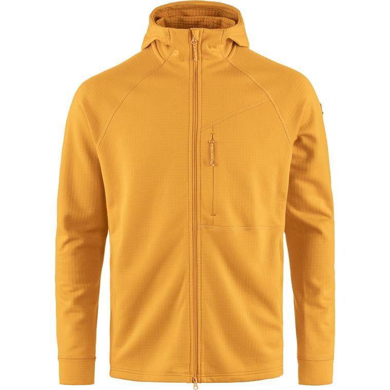 Fjällräven Mens Abisko Grid Fleece Hoodie (Gul (MUSTARD YELLOW/161) Large)