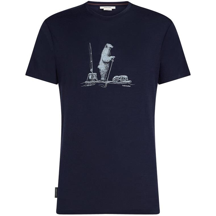 Icebreaker Mens Merino 150 Tech Lite S/S T (Beige (BEAR CATCH/FLAGSTONE) Small)
