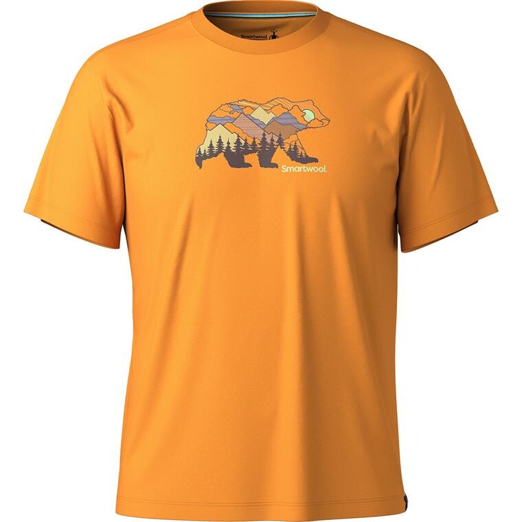 Smartwool Mens Bear View Short Sleeve Graphic Tee (Orange (SQUASH) Small)