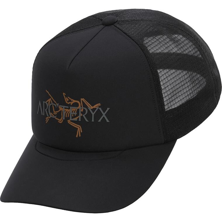 Arcteryx Bird Word Trucker Hat (Sort (24K BLACK) Small/medium)