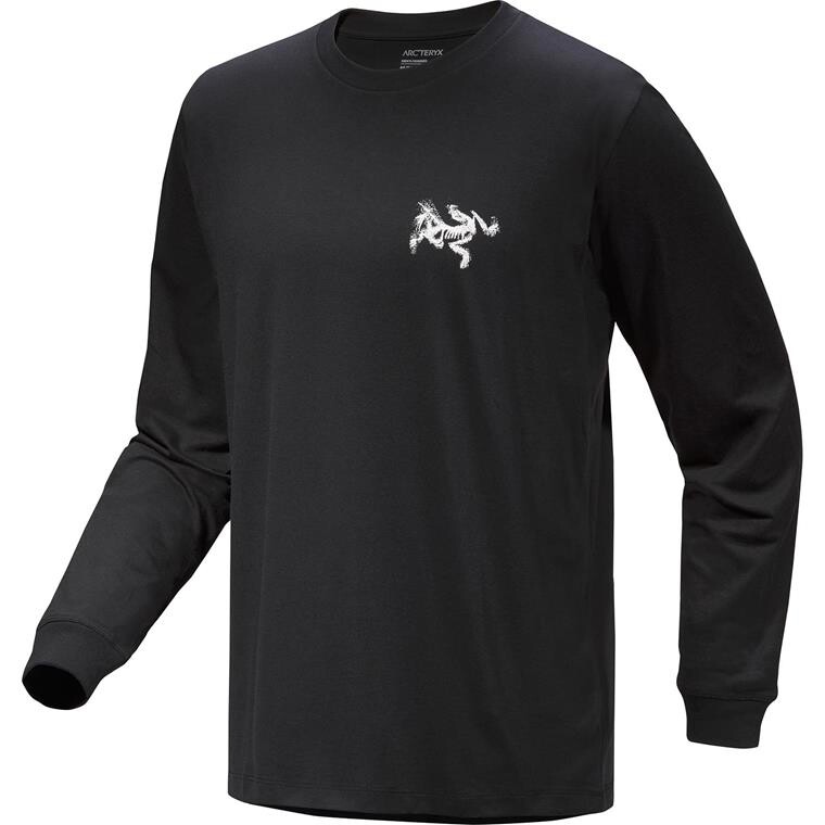 Arcteryx Mens Kragg SL Cotton Bird Tile L/S (Sort (BLACK/ARCTIC SILK) Large)