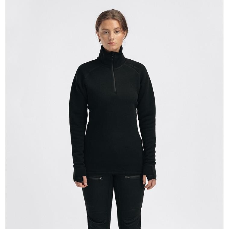 Aclima Womens Fleecewool V2 Polo W/ Zip (Sort (JET BLACK) X-small)