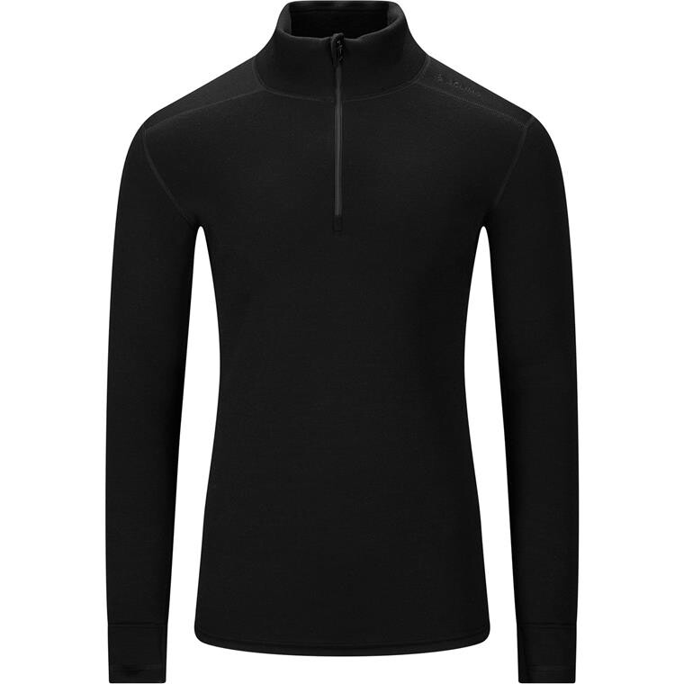 Aclima Mens Fleecewool V2 Polo W/ Zip (Sort (JET BLACK) Small)