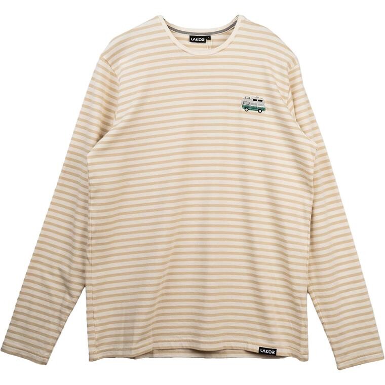Lakor Mens Ahoy! Mini Forest Camper T-shirt (Beige (OATMEAL MELANGE/STAR WHITE) Medium)