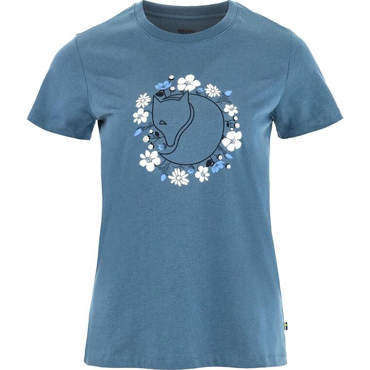 Fjällräven Womens Fjällblomster Fox T-shirt (Blå (DAWN BLUE/543) XX-small)