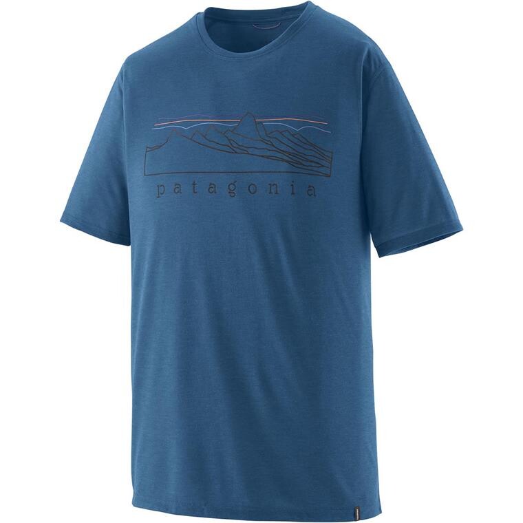 Patagonia Mens Cap Cool Trail Shirt - Stratapeaks (Blå (AQUATIC BLUE) Medium)