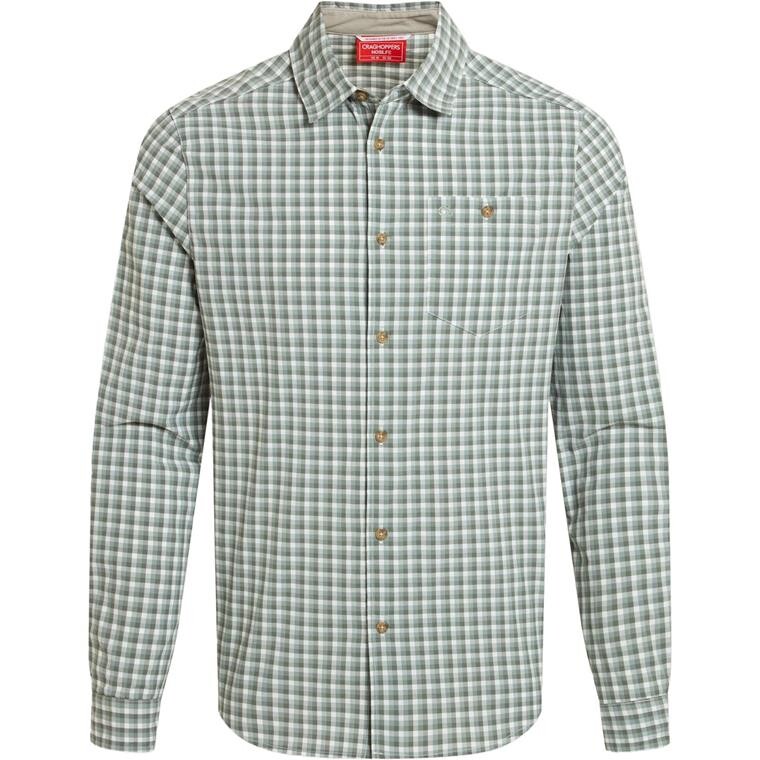 Craghoppers Mens Nosilife Nuoro Check Long Sleeved Shirt (Grøn (LICHEN GREEN/ECRU CHECK) Small)