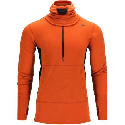 Aclima Mens WarmWool Hood Sweater W/zip  (Orange (GOLD FLAME/JET BLACK) X-small)