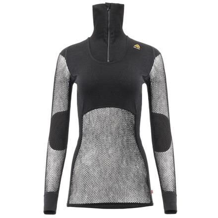Aclima Woolnet Polo Zip Merinould Dame - Sort