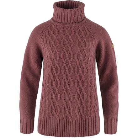 Fjällräven Övik Cable Knit Rullekrave Dame - Rød