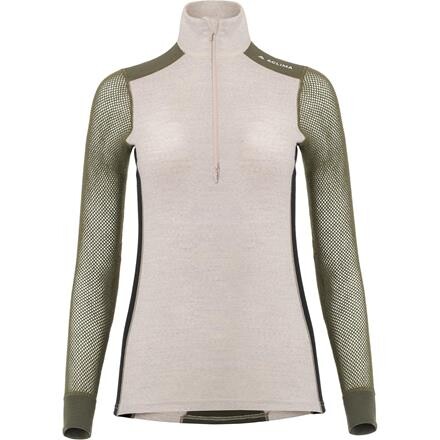 Aclima WoolNet Hybrid Mock Neck Dame - Beige