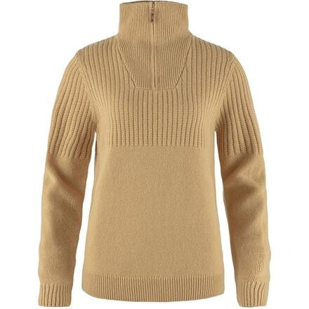 Fjällräven Övik Half Zip Knit Dame - Beige