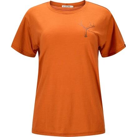 Aclima Womens LightWool Tee Print Antler – Orange