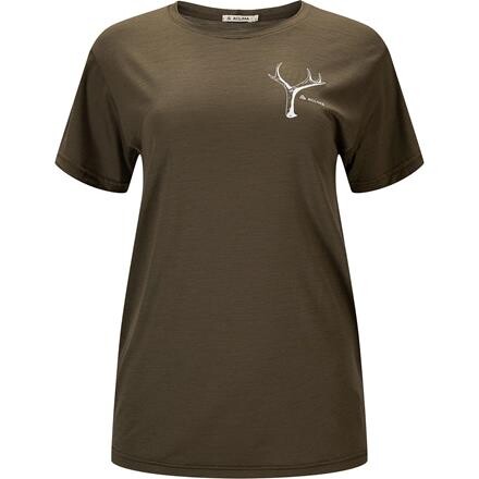 Aclima Womens LightWool Tee Print Antler – Grøn