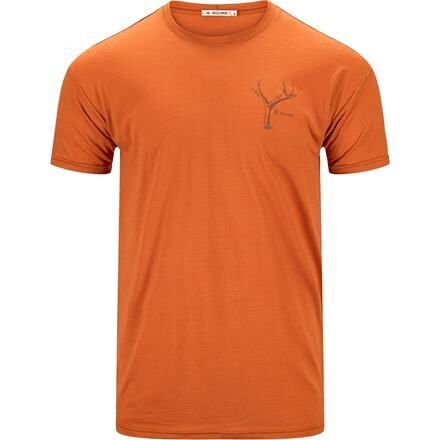 Aclima Mens LightWool Tee Print Antler – Orange