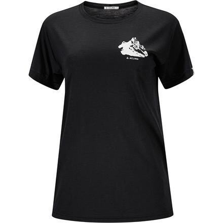 Aclima Womens LightWool Tee Print Mountain – Sort