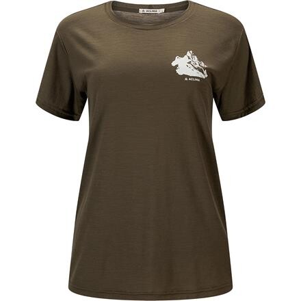 Aclima Womens LightWool Tee Print Mountain – Grøn