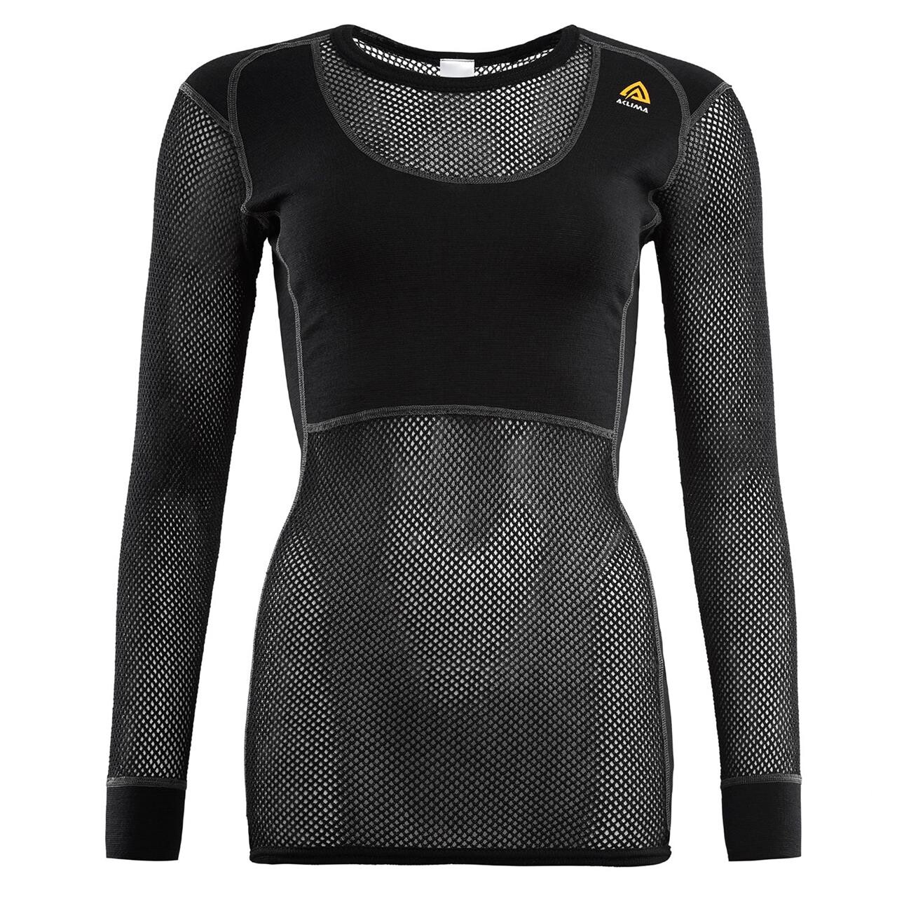 Aclima Womens WoolNet Crew Neck Shirt  (Sort (JET BLACK) X-small)