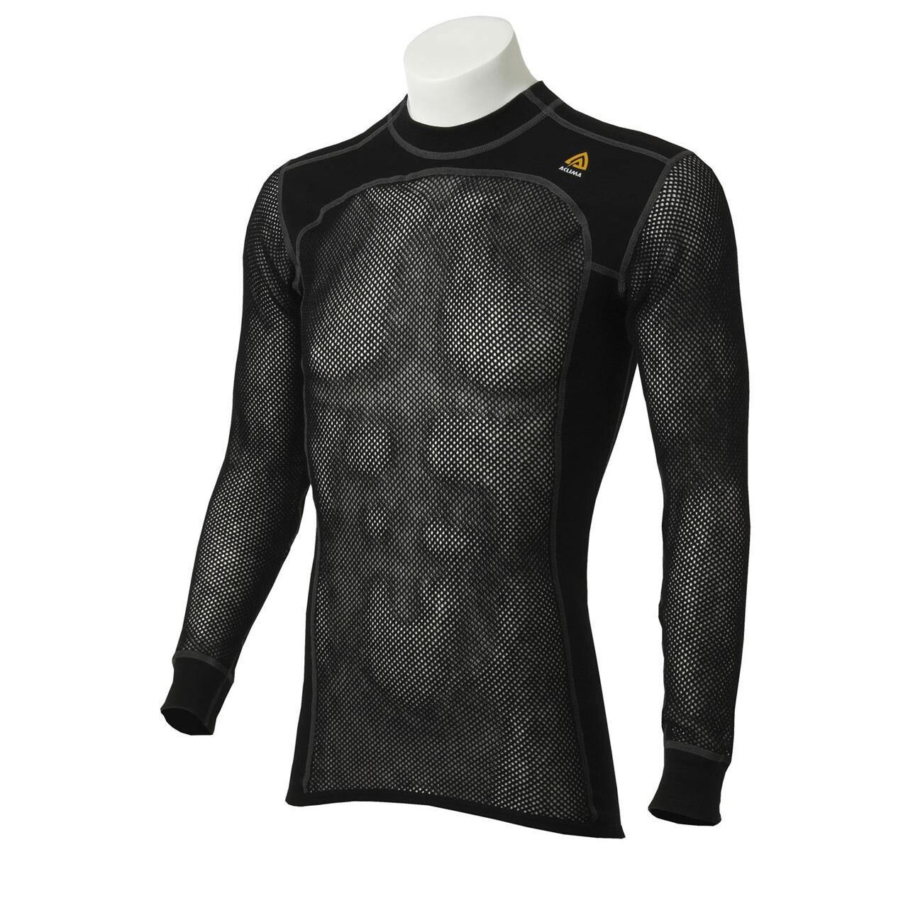  Aclima Mens WoolNet Crew Neck Shirt  (BLACK (JET BLACK) Large)