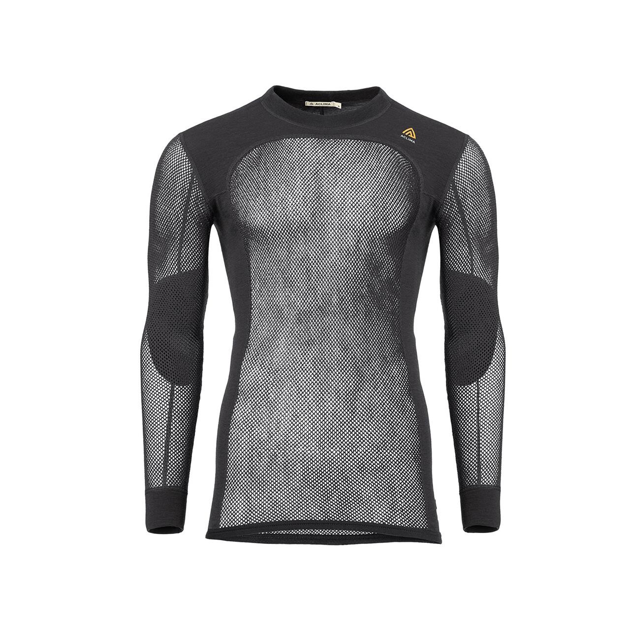 Aclima Mens Woolnet Crew Neck Shirt Svart Jet Black X Large